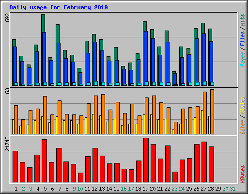 Daily usage for February 2019