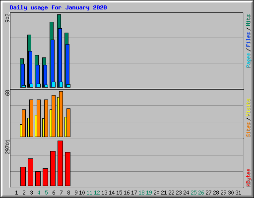 Daily usage for January 2020